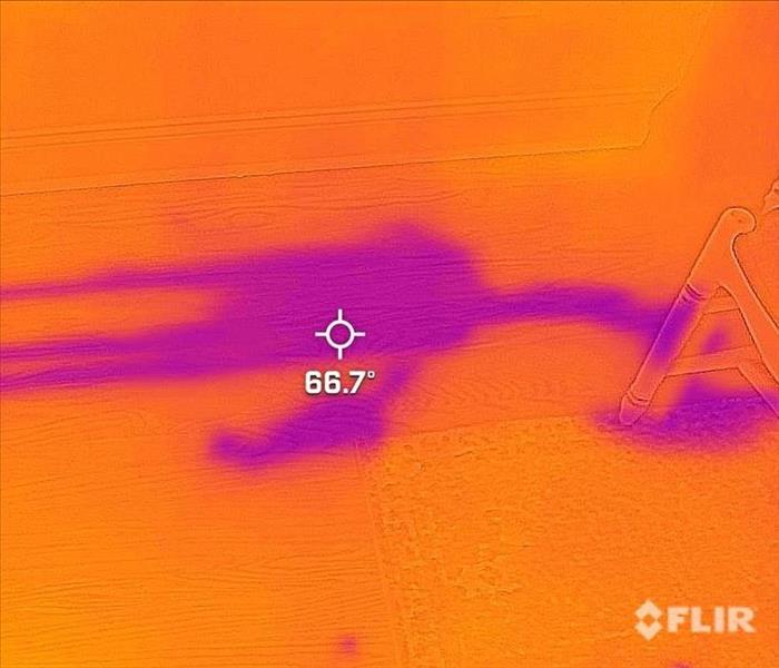Thermal camera measuring moisture on floors and in walls.